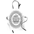 thumbnail image 1 of Ethnic Apron, Lotus Flower Eastern Ornaments Cultural Mandala Monochrome Pattern, Unisex Kitchen Bib with Adjustable Neck for Cooking Gardening, Adult Size, Charcoal Grey and White, by Ambesonne, 1 of 4