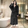 thumbnail image 2 of Sewkxo Mens Robes with Hood Flannel Fleece Bathrobe Full Length Plush Robe Coat Soft Warm Fleece Shower Spa Long Robe,Black L, 2 of 7