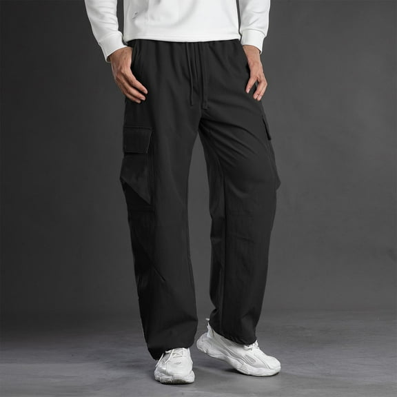 FDGIU Men's Relaxed Fit Sweatpants, Elastic Waist Drawstring Casual Pants with Pockets, Lightweight for Hiking, Sport & Daily