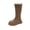 Khaki, variant on Coffee Womens Casual Suede Mid Calf Boots Thick Sole Block Heel Lace Up Warm Ankle Booties For Winter