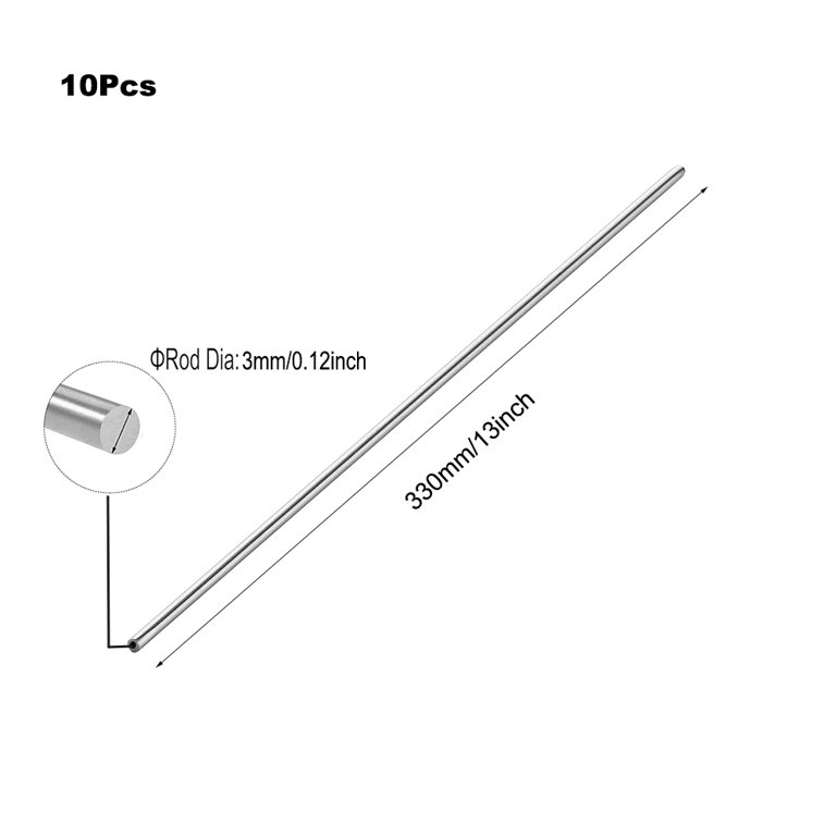 Tige Acier Poli Rond Diamètre 2 à 12 Mm - Longueur 200 à 300 Mm Pour Bricolage