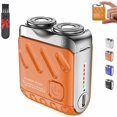 thumbnail image 1 of Mini Electric Explosive Shaver, 2025 New Upgrade Pocket Shaver for Men, Double Head Washable Electric Razor with Led Power Display, Portable Rotary Dual Ring Razors for Home Travel (White), 1 of 7
