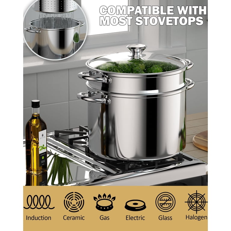 Cook N Home 8-Quart Stainless Steel Pasta Cooker, Steamer