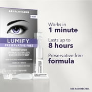 (6 pack) LUMIFY Preservative Free Redness Reliever Eye Drops, For Whiter and Brighter Looking Eyes, 20 Single Use Vials