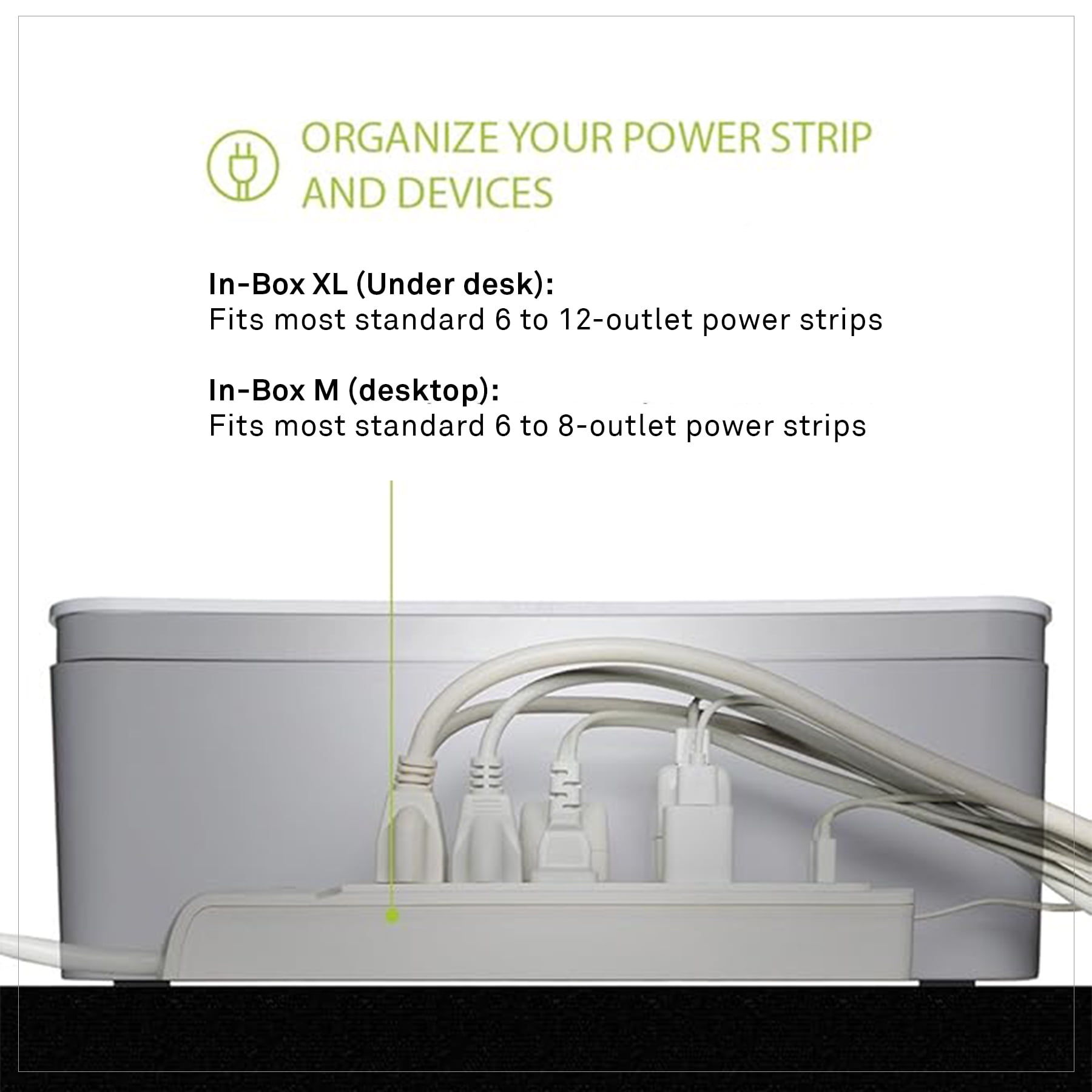 in-Box Cable Box Set with Extra Large Surge Protector Concealer Cable Management for Under Desk and Mobile Charging Station Power Strip Organizer for Desktop, White