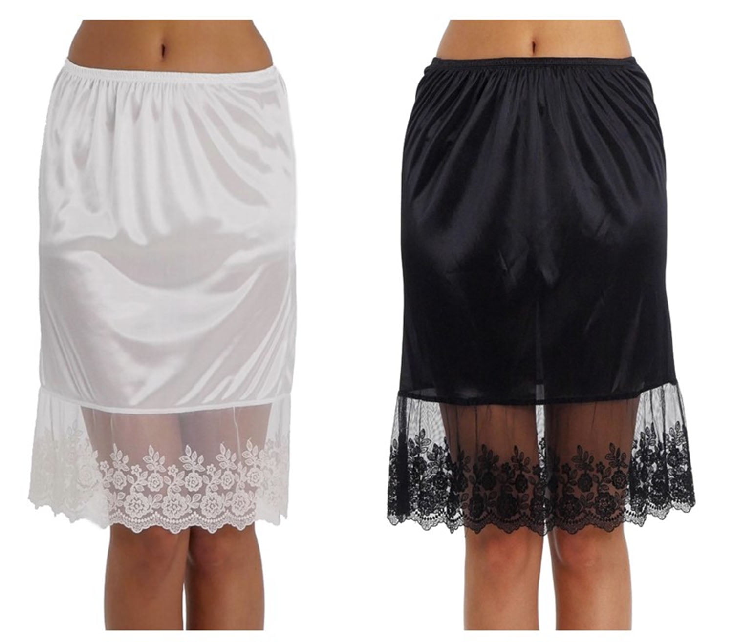 Melody Women Single lace Satin Underskirt Half Slip Skirt Extender 