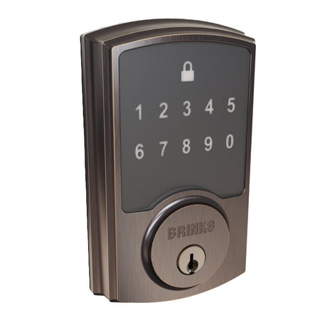 Brinks Electronic Touchpad Deadbolt with Pro-Guard, Transitional, Tuscan Bronze