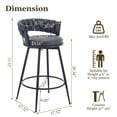 thumbnail image 7 of 28inch Bar Stools Set of 2, Counter Height Bar Stools, 360°Swivel Suede Fabric Stool Chairs with Woven Back and Footrest for Kitchen Island, Cafe, Pub, Bar Counter, 7 of 7