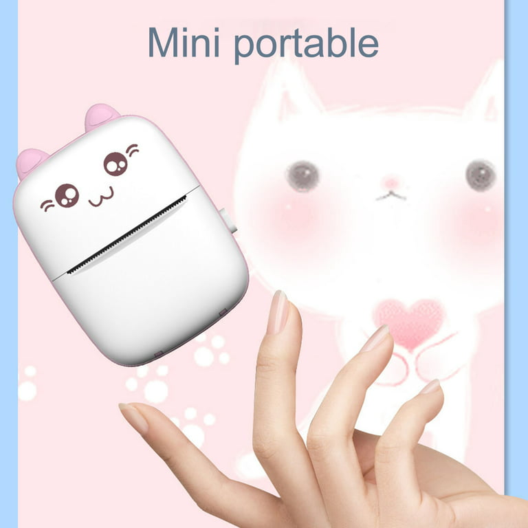 Mini Printer Ink-Free Bluetooth-compatible Portable Pocket Handheld Mini  Cute Cat Thermal Printer for Study 
