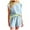 Light Blue, variant on RMGVDSD Women 2 Piece Outfits Summer Sports Suit Round Neck Short Sleeve Tops Blouses And Shorts Sets With Pockets Daily Casual Workout Sets
