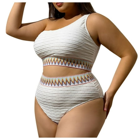 Womens Bikinis Summer Solid Color Spaghetti Strap Camisole And Panty Set Plus Size Split High Waist Two Piece Tankini Swimsuits For Women Activewear White XXXL