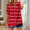 thumbnail image 2 of Cmfcve Women's Summer T-Shirt Striped Button Gauze Shirts Short Sleeve V-Neck Tee Tops, 2 of 5