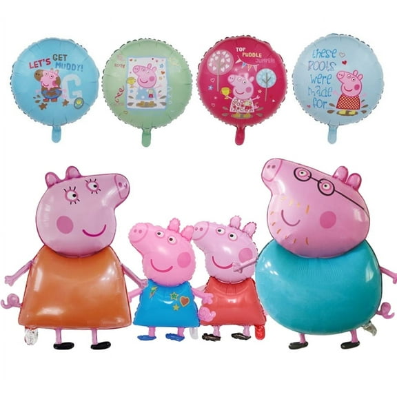 8 PCS Birthday Party Balloons Papa Pig Balloons Foil Balloons George Pig Balloons