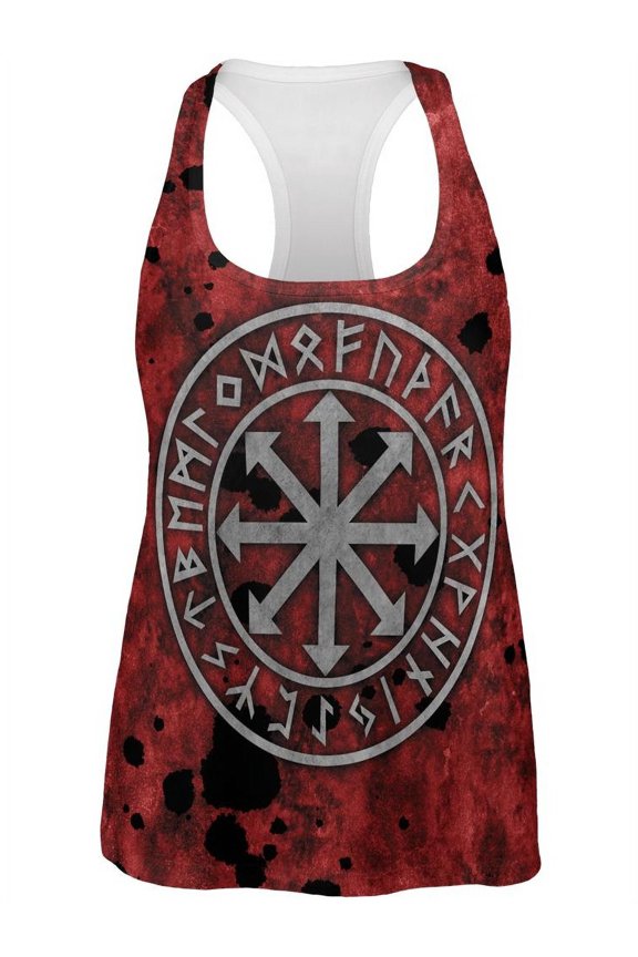 Viking Warrior Chaos Symbol All Over Womens Work Out Tank Top Multi X-LG