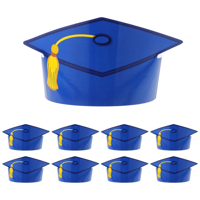 Blue Paper Graduation Caps for Decoration 12Pcs Perfect for Party Favor and Photography Props