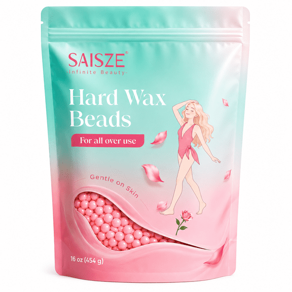 SAISZE Hard Wax Beads for Hair Removal, 16 oz Rose-Scented Stripless Body Wax for Women, Bikini Line, Underarms, Legs and Back