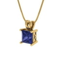 thumbnail image 2 of 1.5 cctw Tanzanite Yellow Gold Plated Pendant with 16" Box Chain (6.5mm, Princess Cut), 2 of 6