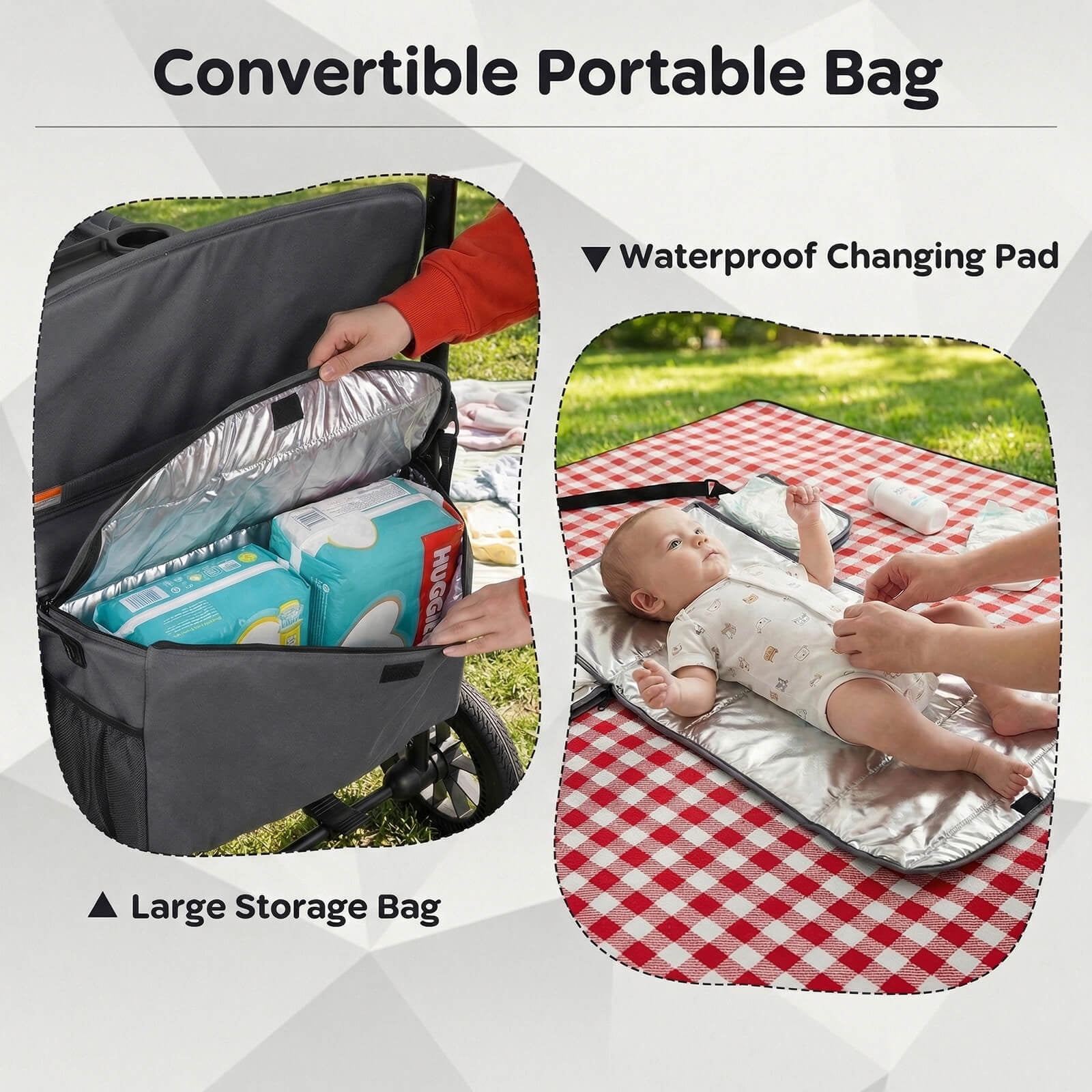 Costway Wagon Stroller, Foldable 4-Seater Push-Pull Toddler Stroller with Removable Canopy Gray