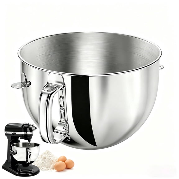 iFCOW 6QT Stainless Steel Mixer Bowl with Handle, Compatible with Kitchen Aid Lift Stand Mixers, Dishwasher Safe, Food Grade Mixing Bowl Replacement Accessory