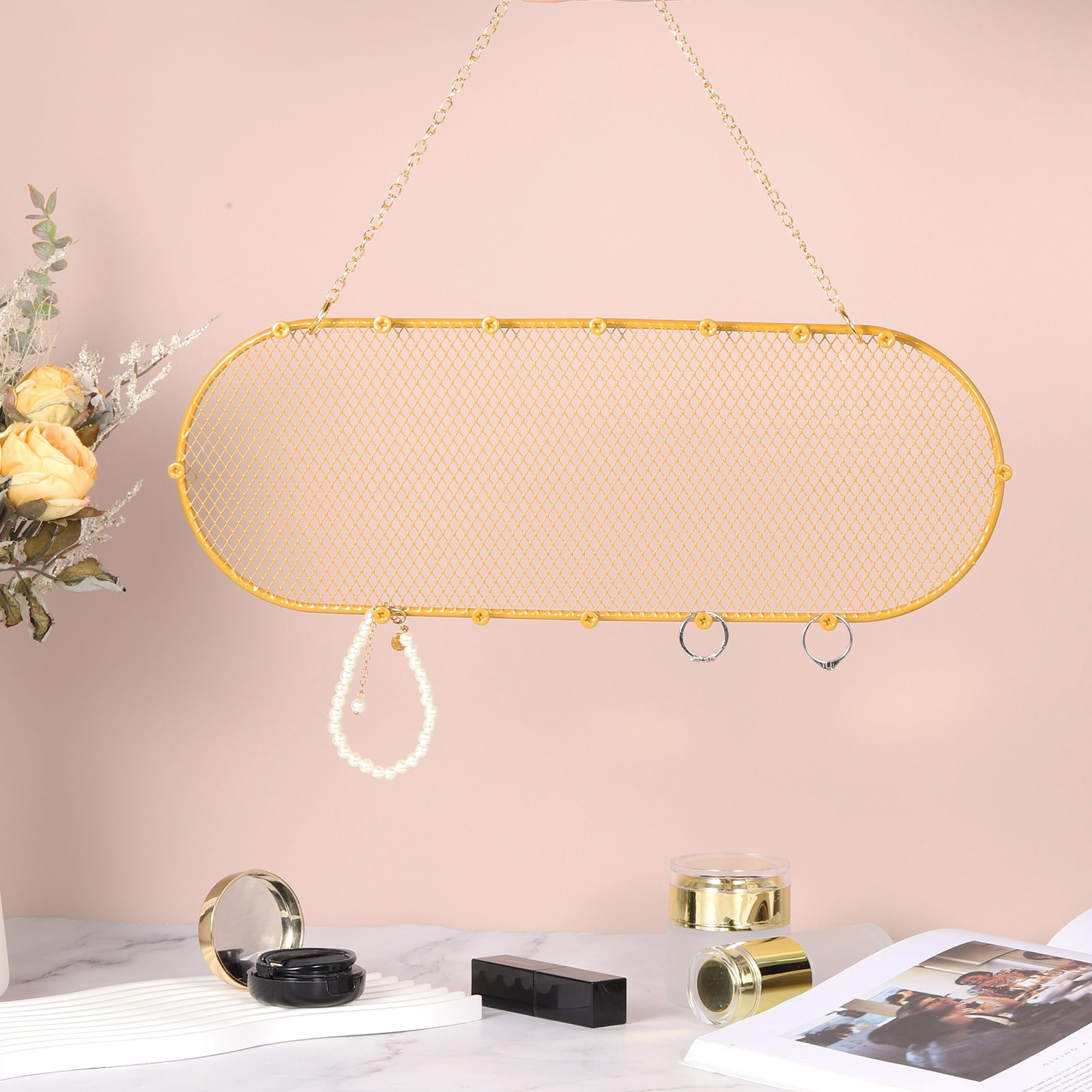 1 Set Earring Holder Organizer Wall, Necklace Holder Hanging Earring Organizer Oval Jewelry Organizer Wall for Earring Necklace Jewelry Wall Home Decoration, Medium