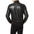 thumbnail image 2 of Noora Men's Real Lambskin Black Leather Bomber Jacket | Genuine Biker Leather Outwear Black, 2 of 8