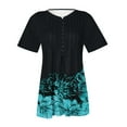 thumbnail image 4 of Jsaierl Womens Tops Plus Size Shirts Summer Pleated Button V Neck T-Shirt Causal Floral Tunic Tops, 4 of 5