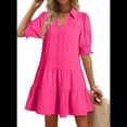 thumbnail image 1 of Vestido Plisado de Corta para Mujer, Color Rojo Rosa, Talla L, 1 of 8