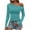 Blue, variant on Women's Sexy One Off The Shoulder Tops Asymmetrical Neck Clothes Long Sleeve Shirt Slim Going Out Top