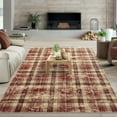 thumbnail image 4 of FairOnly Red 10'x13'Irregular Grid Washable Indoor Area Rug for Bedroom Low Pile Stain Resistant Modern Rug for Living Room Kitchen Laundry, 4 of 7
