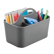 mDesign Small Plastic Caddy Tote for Desktop Office Supplies, 2 Pack, Dark Gray