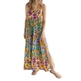 thumbnail image 1 of xiaxaixu Robe de Plage Longue Femmes Sans Manches Spaghetti Sangle Imprimé Floral Split Robe Midi Slip Robe, 1 of 7