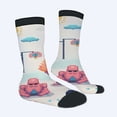 thumbnail image 2 of Four Seasons Universal Socks (2 Pairs) - Unisex Trendy Mixed Color Socks with Pixel Art Octopus Clouds & Streetlamp Design, 2 of 5