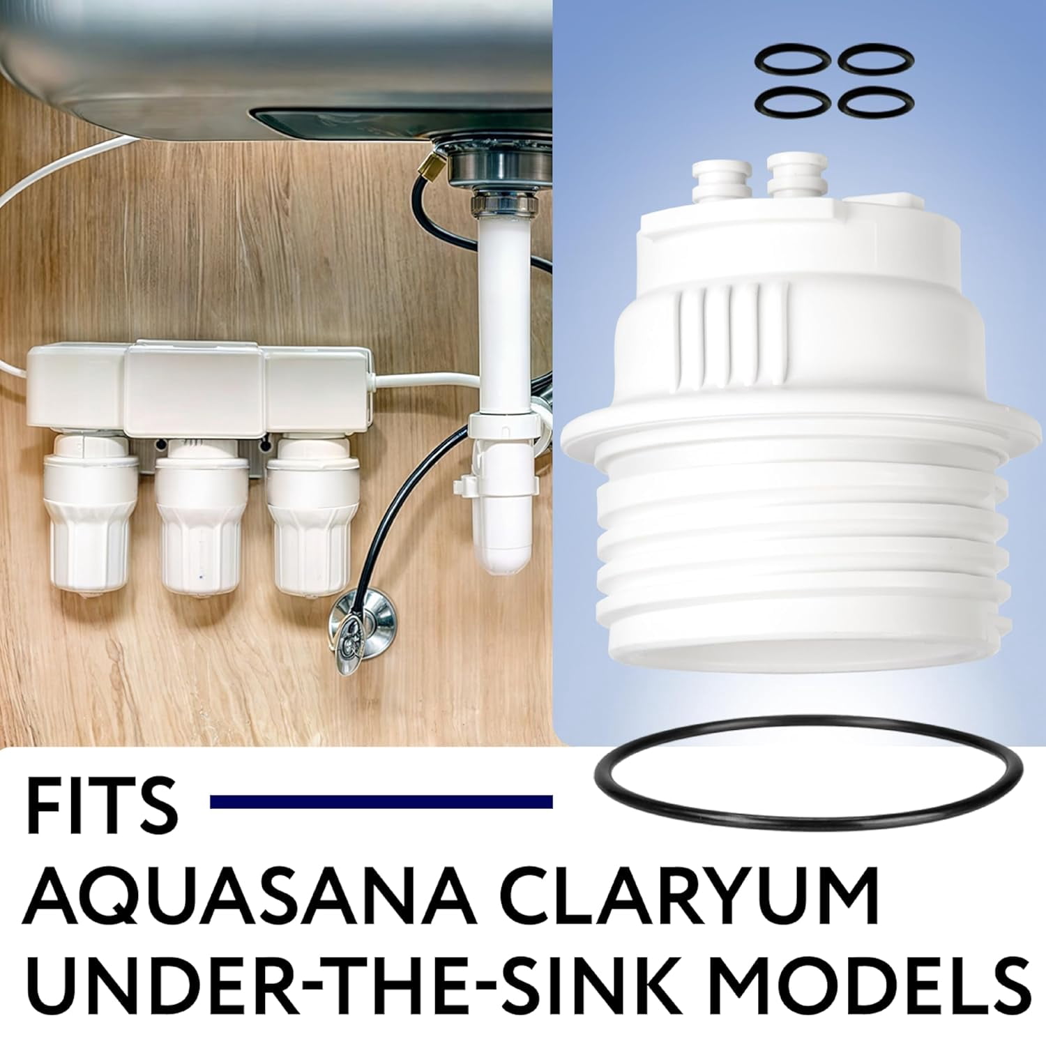 JJEAN-Impresa 15-Piece O-Ring Variety Pack for Water Filters - Compatible with Aquasana Claryum AQ - Black Silicone - 5300 Under Sink Water Filter System - Pre-Lubricated Leak-Sealing O Rings