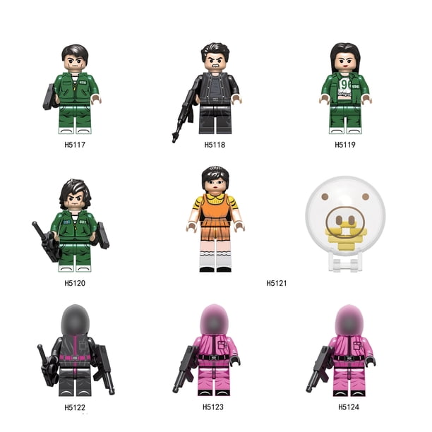 Pack de 8 Minifiguras de Bloques de Construcción Serie Ballena Azul - Juguetes de Plástico ABS para Niños y Coleccionistas