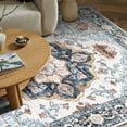 thumbnail image 3 of MJIAexp 6'x9' Vintage Boho Area Rug Washable Area Rug for Living Room Non-Slip Distressed Accent Rug Faux Wool Bedroom Rug Floor Carpet for Dining Room Bedroom Kitchen Entryway Office Blue, 3 of 12