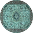 thumbnail image 1 of Ahgly Company Indoor Round Medallion Light Blue Traditional Area Rugs, 5' Round, 1 of 4