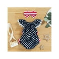 thumbnail image 3 of Bagilaanoe 0-18M Infant Baby Girl 4th of July Clothes Independence Day Outfits Stripe/Star Print Romper Sleeveless Playsuit with Hairband Summer Clothing, 3 of 9