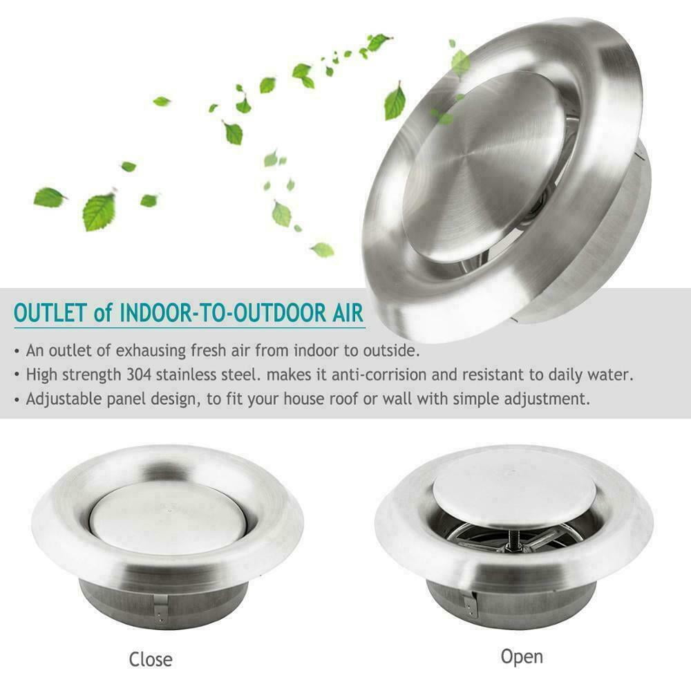 Hon&Guan Stainless Steel Soffit Vents 5 Inch, Round Vent Cover Air Vent for Bathroom Exhaust Vent Office Home (ø125mm)