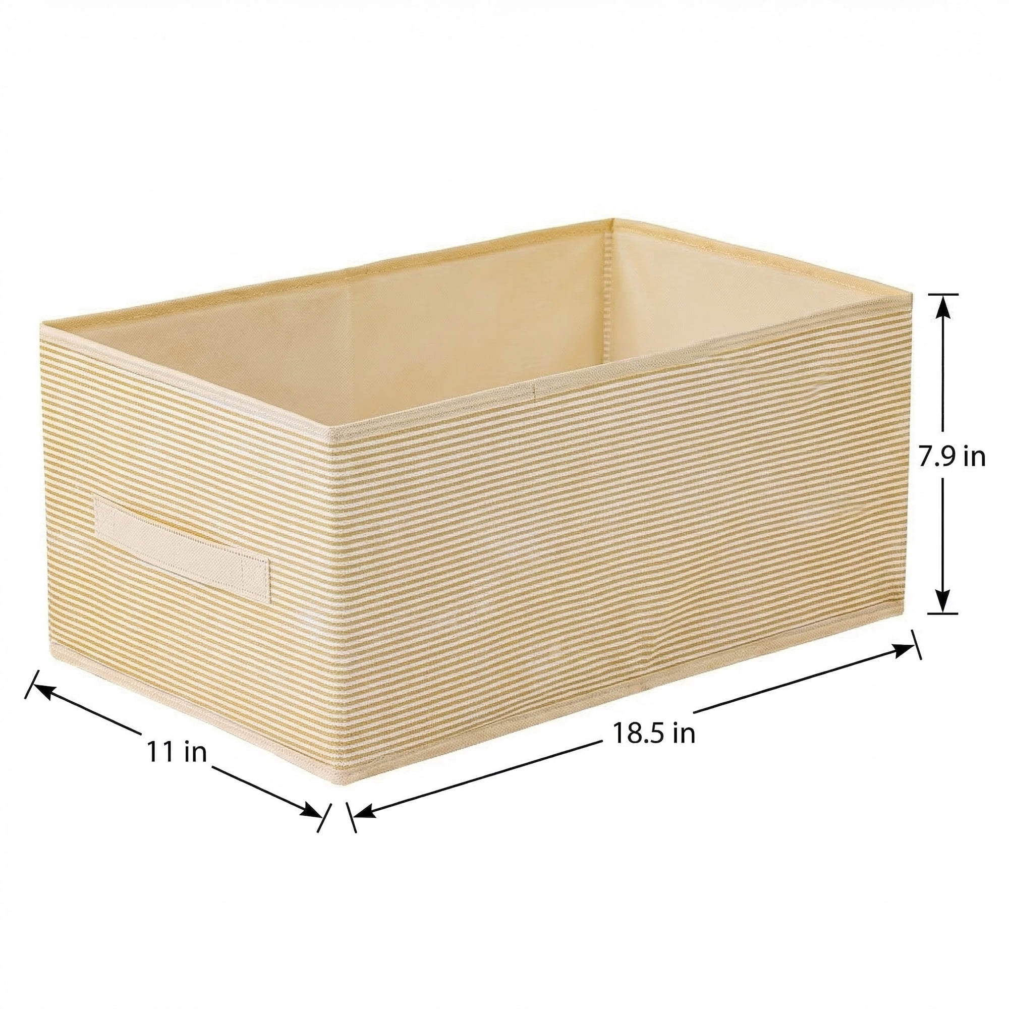 Unique Bargains 3pcs Fabric Storage Bin with Stripe Beige 18.5*11*7.9in
