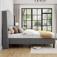 thumbnail image 3 of Merluxy 52.6" Full Bed Frame with Camelback Headboard,Velvet Upholstered,Light Grey, 3 of 7
