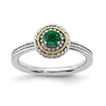 thumbnail image 2 of Auriga Fine Jewelry 925 Sterling Silver with 14K Created Emerald Ring for Women Size5, 2 of 6