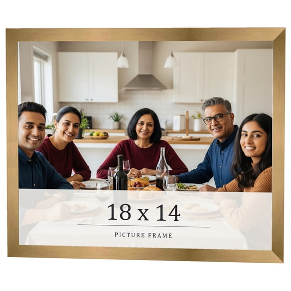 18x14 Frame Gold Bronze Solid Wood Picture Frame Width 0.75 Inches | Interior Frame Depth 0.5
