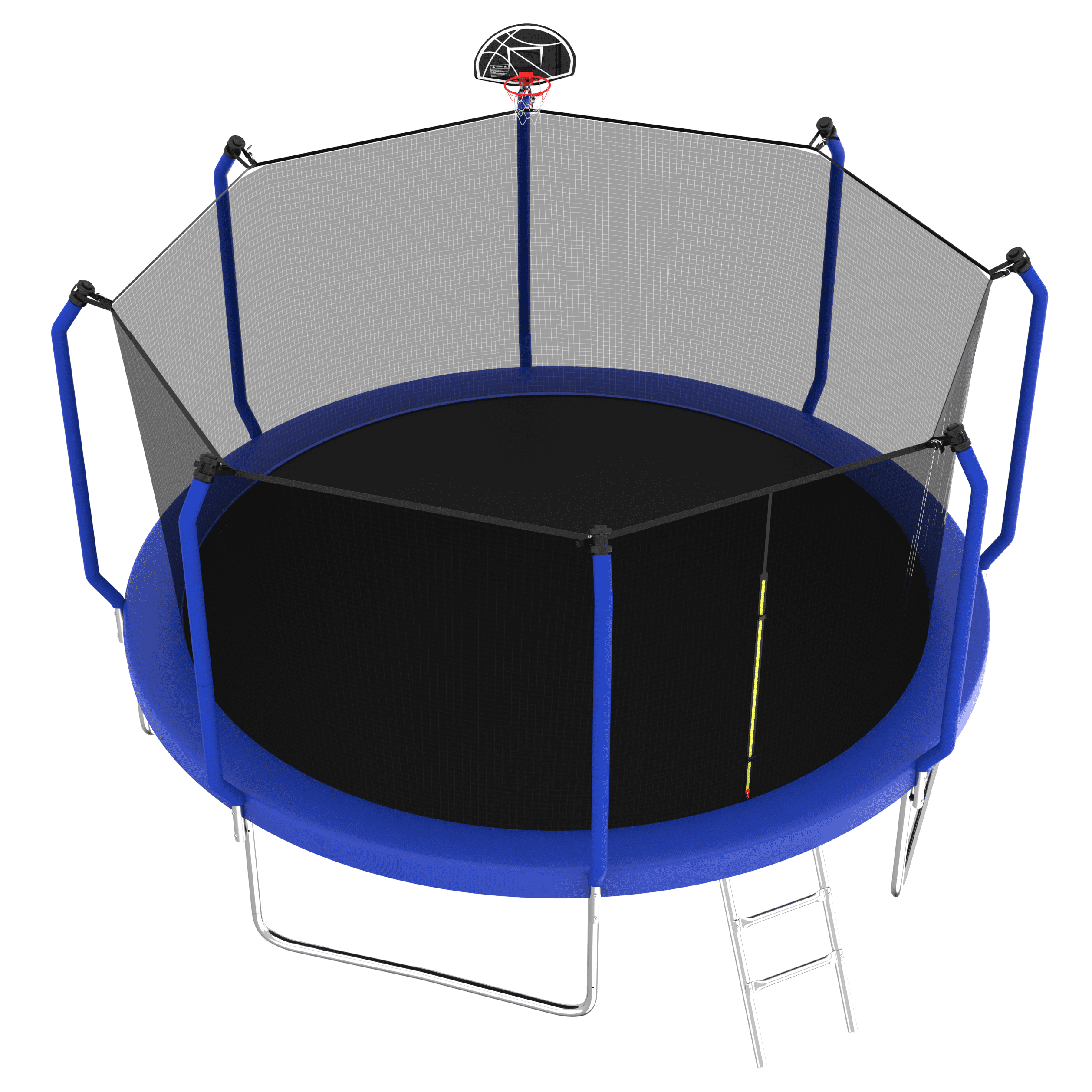 Aukfa 12 FT Trampoline with Safety Enclosure, Basketball Hoop & Ladder, Heavy-Duty Outdoor Jumper for Kids & Adults, Blue