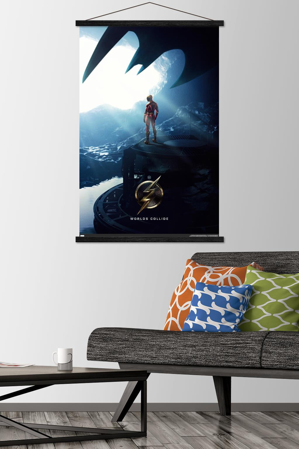 DC Comics Movie The Flash - Batcave One Sheet Wall Poster with Magnetic Frame, 22.375" x 34"