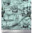 thumbnail image 1 of Soimoi Poly Georgette Fabric Waves & Ship Ocean Decor Fabric Printed Yard 52 Inch Wide, 1 of 3