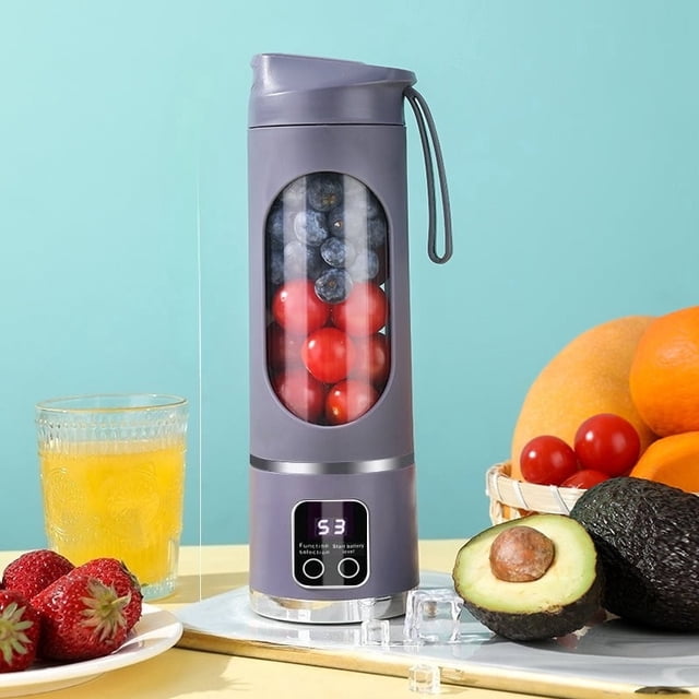 Portable Blender for Smoothies with LED Display and 12 Blades, 450ml Travel Juicer