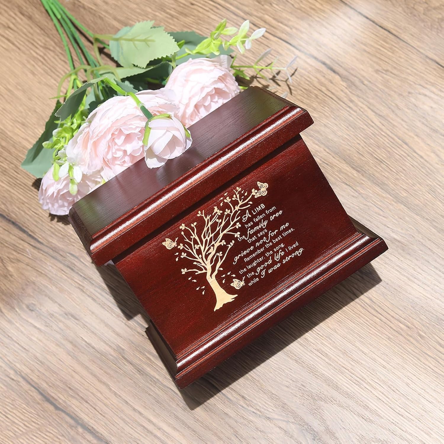 6 Inches Small Wood Urns for Ashes, Funeral Memorial Urns, Small Urns Keepsake Wooden Urns Box and Casket, Keepsakes Urns for Human/Pet Ashes-Tree