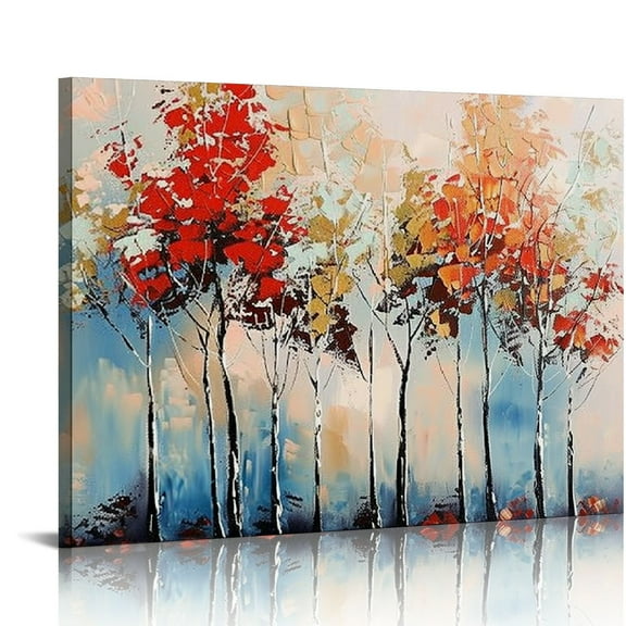 JEUXUS Art, Modern Abstract Painting Oil Painting Tree -Painted On Canvas Big Wall Art Colorful Forest Home Hanging Wall Decoration