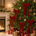 thumbnail image 6 of 10 Pack Velvet Christmas Tree Bows, lazos de terciopelo para arbol de navidad, 12.4 inch, Pre-Tied Long Tail Velvet Ribbon Bows, Christmas Wreath Decorations, Gift Wrapping Bows and Garland Decor, 6 of 7