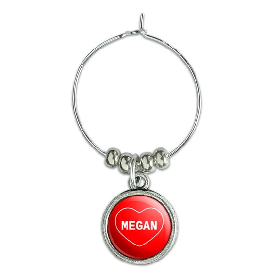 Megan I Love Heart Wine Glass Charm - No. 2